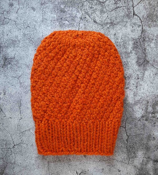 czapka na drutach wełniana wełna alpaka pomarańczowa