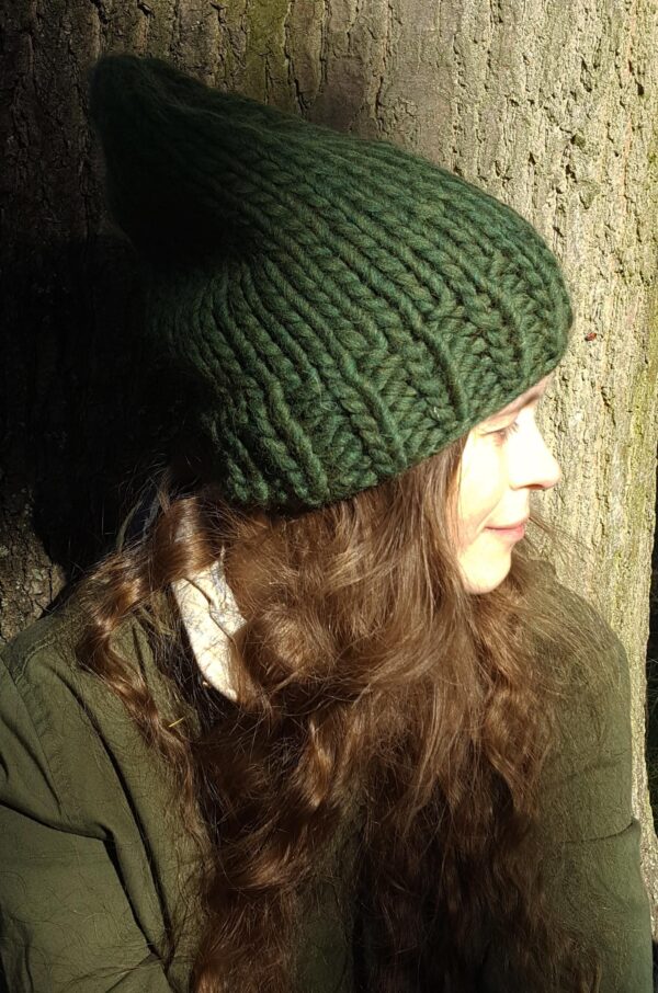 czapka damska wełna z peru zielona