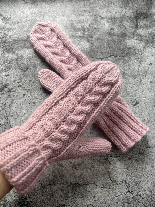 rękawiczki różowe wełniane
